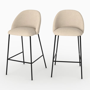 Lot de 2 chaises pour îlot central en tissu bouclé beige 66 cm - Karl