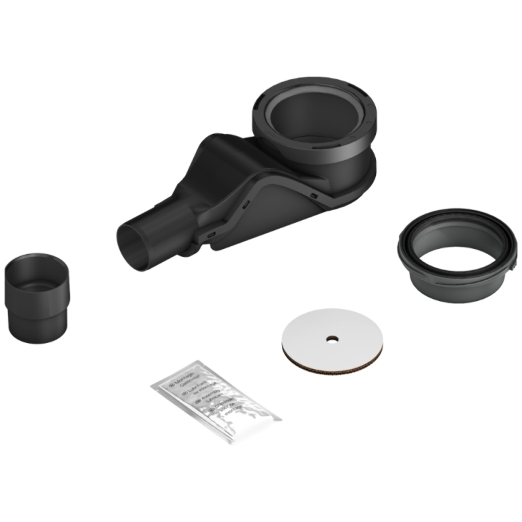 Pack receveur de douche pré-penté 104 x 120 x 3,8 cm WEDI Fundo Flex béton + bonde horizontale + écoulement linéaire + support
