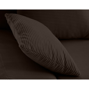 Larson - canapé droit 3 places convertible avec coffre en velours côtelé - Marron