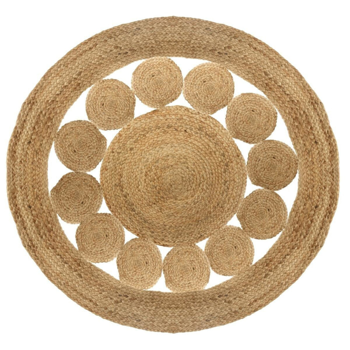 Alfombra de yute calada para un interior más natural/d. 120 x h. 1 cm