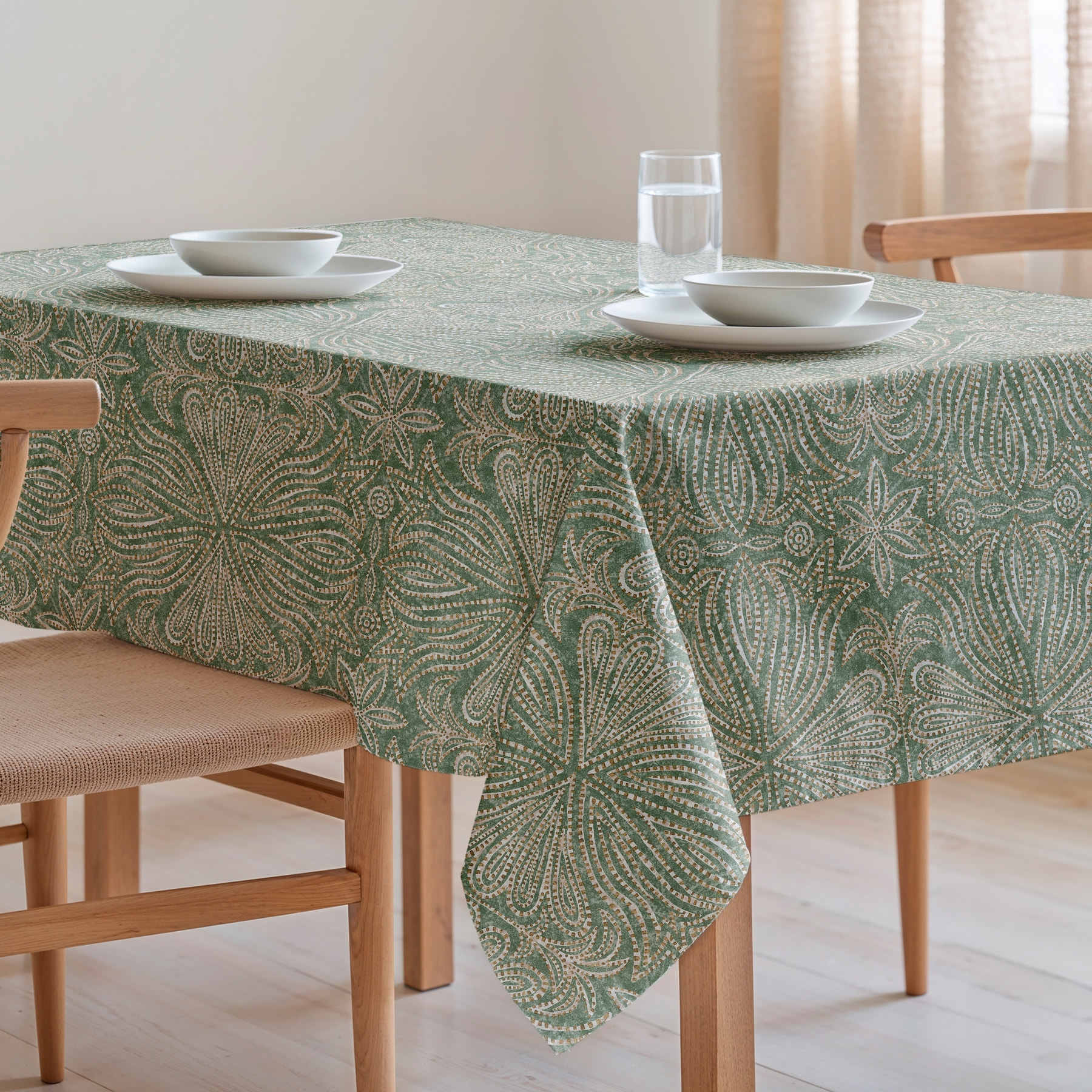 Mantel estampado antimanchas NIKOL VERDE