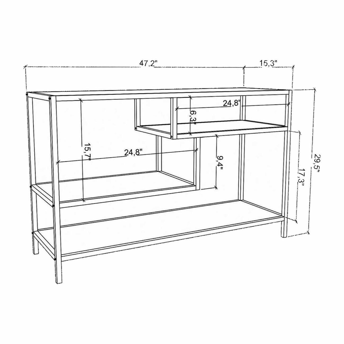 Mobile porta TV Dplizzar, Credenza da soggiorno, Armadio basso per TV, Base parete attrezzata, 120x39h75 cm, Antracite e Nero