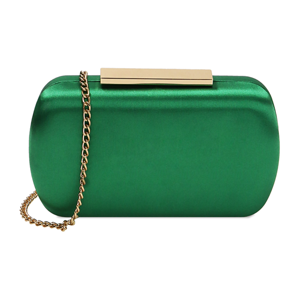 Clutch verte en satin