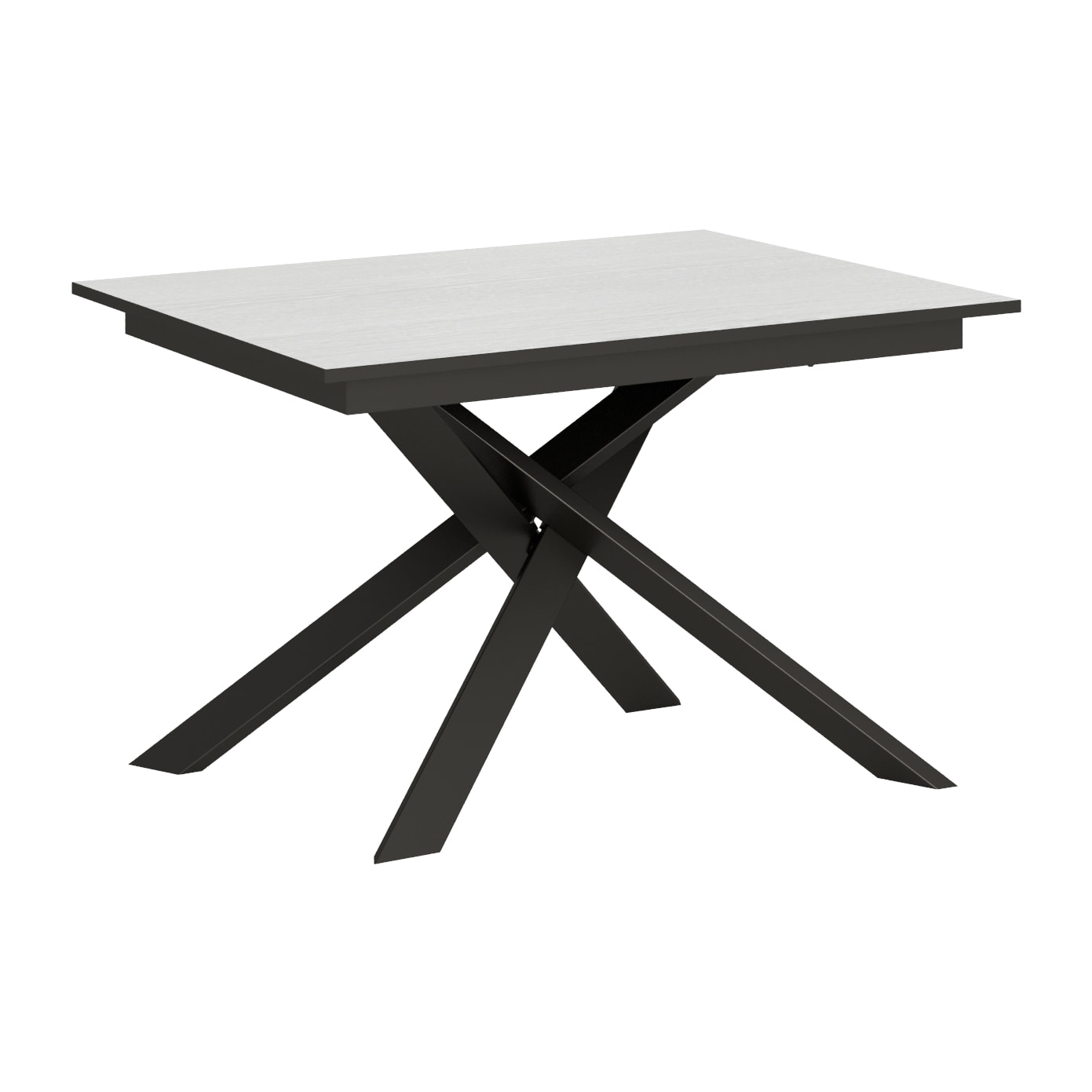 Table extensible 90x120/180 cm Ganty Frêne Blanc bande de chante Anthracite cadre Anthracite