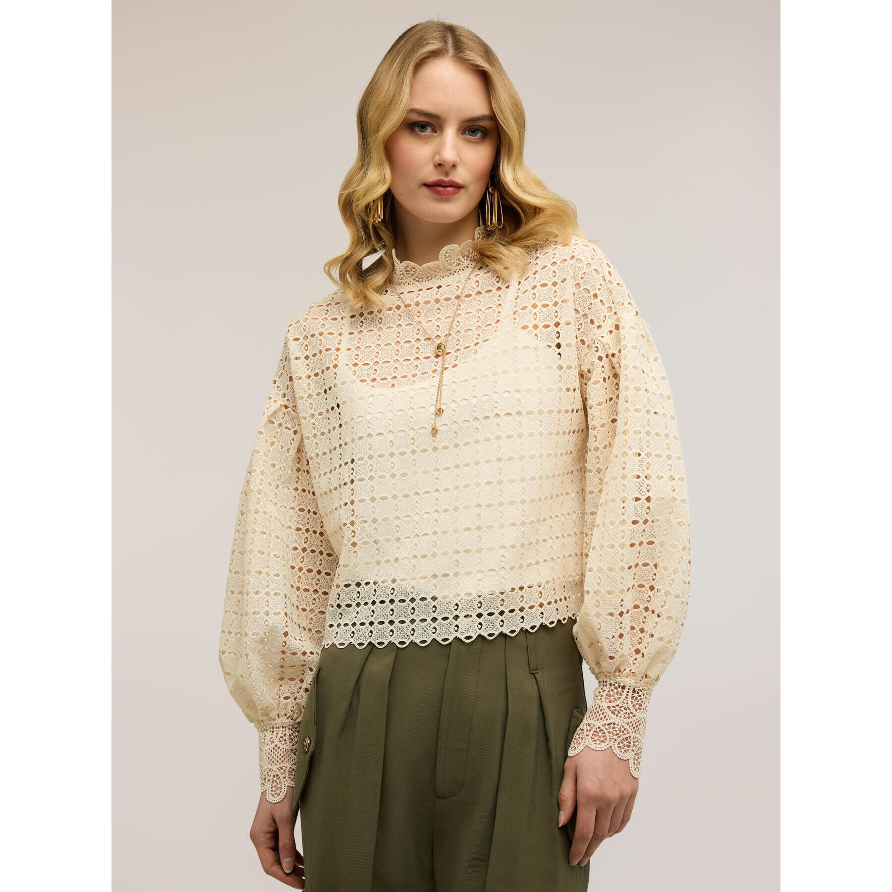 Motivi - Blusa in sangallo traforato - Bianco