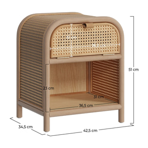 Table de chevet en bois massif, 1 porte et 1 niche - Alata