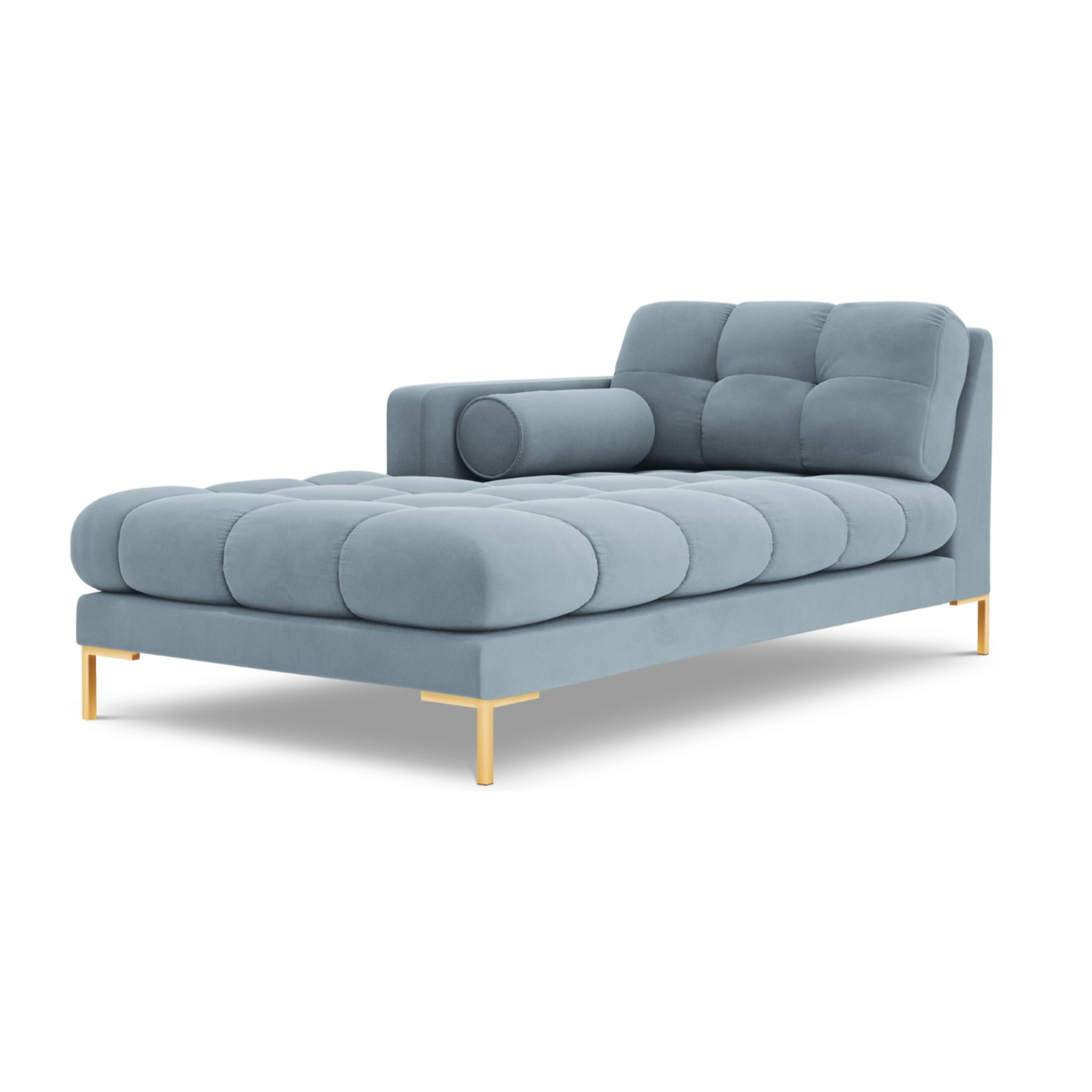 Méridienne gauche "Bali" en velours bleu clair
