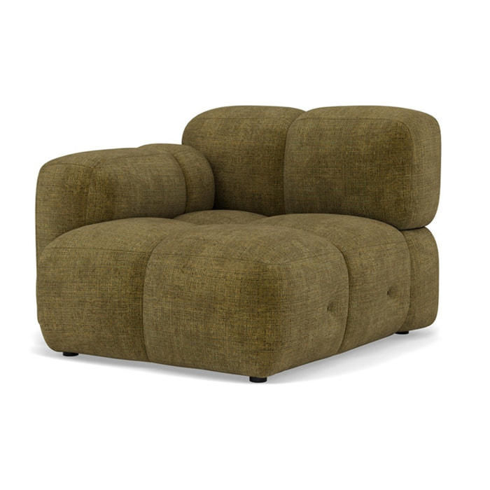 Grace - module d'assise gauche en velours texturé - Vert Olive