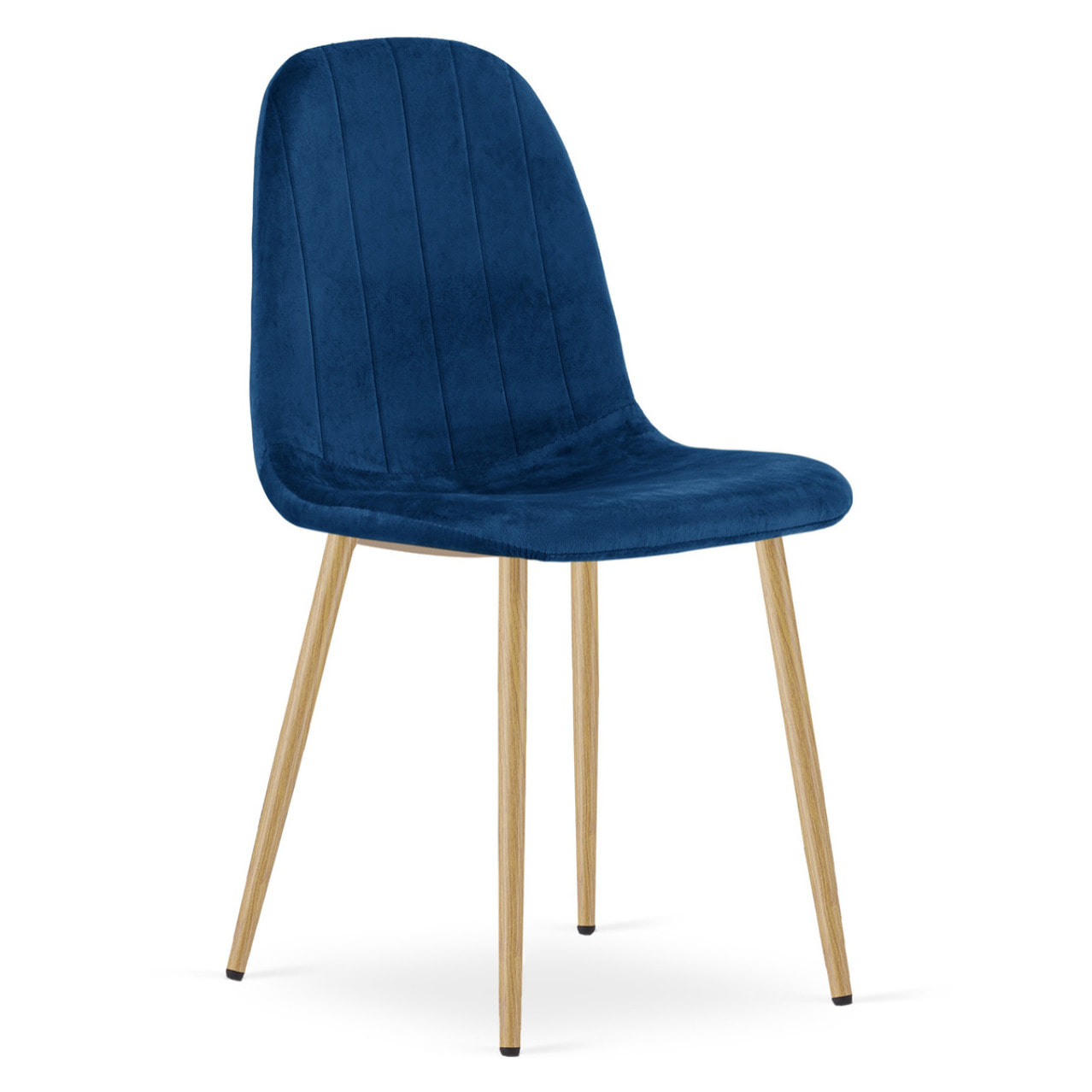 Set di 4 sedie Padva in velluto blu e gambe effetto rovere