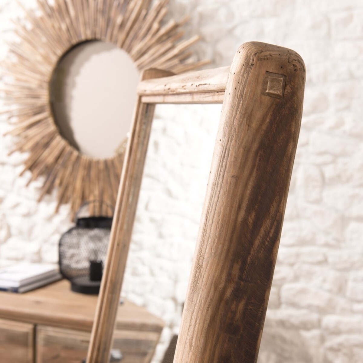SANDY - Miroir sur pieds marron bois Pin recyclé