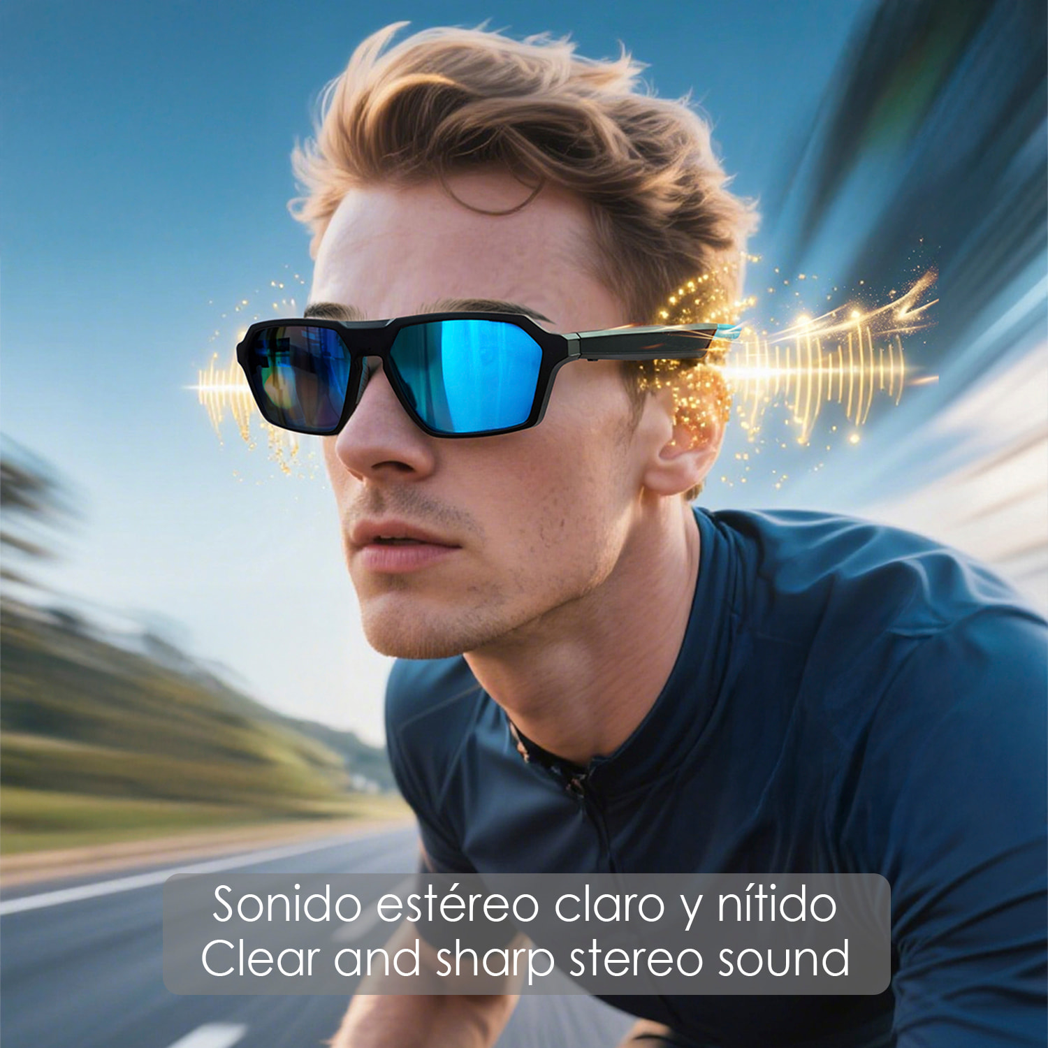 Occhiali sportivi intelligenti QY PRO 5. Assistente vocale intelligente, traduzione in tempo reale di oltre 100 lingue, controllo della musica/chiamate e lenti UV400.