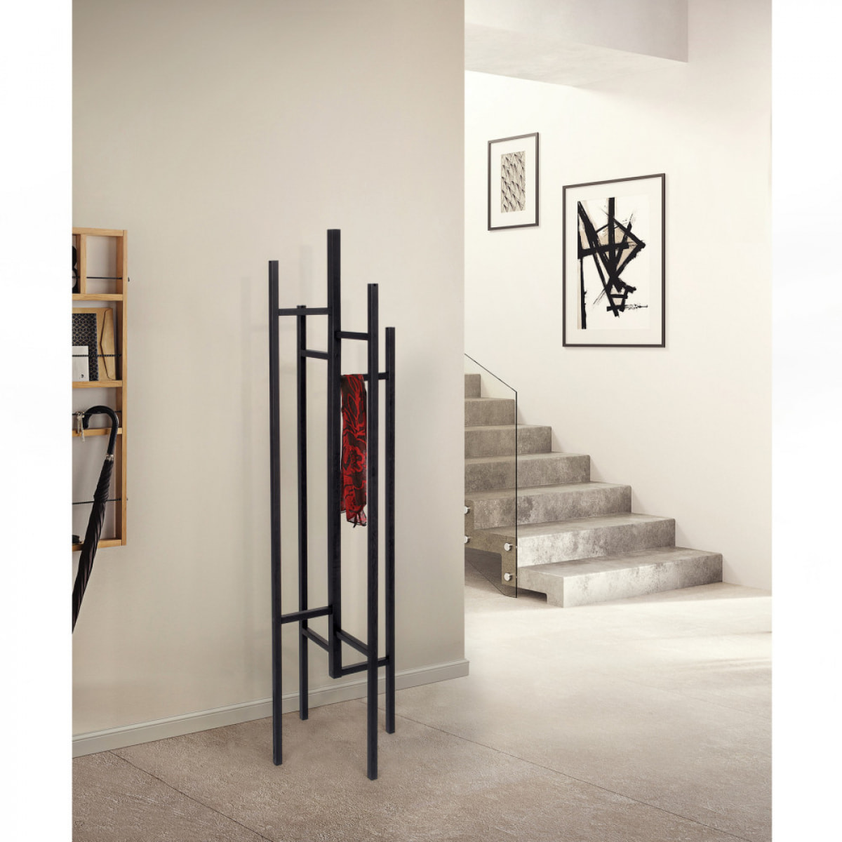 Eigen - Porte-manteaux design bois massif - Noir.