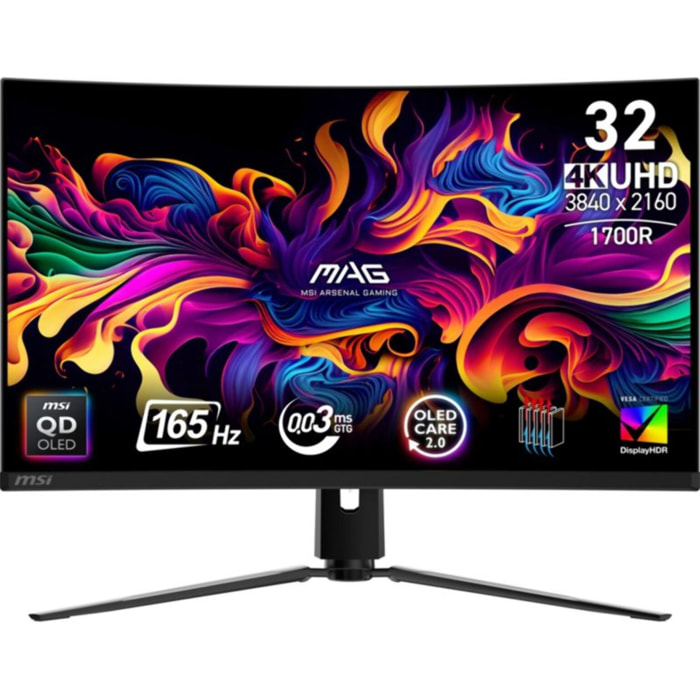 Ecran PC Gamer MSI MAG 321CUP 32" Incurvé 4K 165Hz QD-OLED HDR True Black 400 HDMI 2.1 USB-C 15W