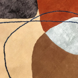 Tapis Cevi, tufté main en laine et viscose, doux, soyeux et épais