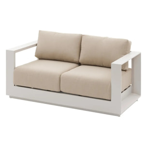 Canapé de jardin "Allure" avoine & beige zebrano 2 places en aluminium et polyester