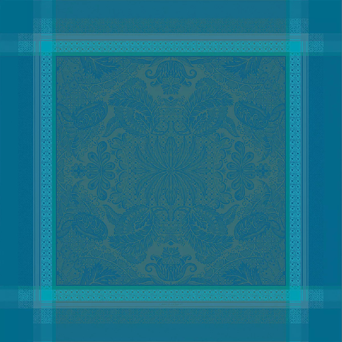 Nappe anti tache pur coton motif jacquard Isaphire emeraude