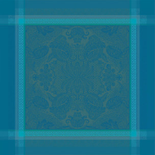 Nappe anti tache pur coton motif jacquard Isaphire emeraude