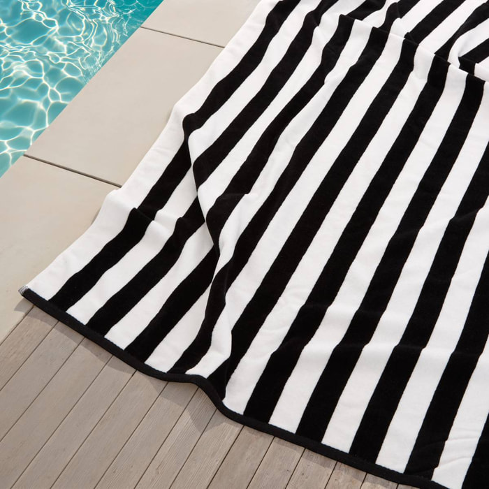 Drap de bain The palm resort 90x180cm noir et blanc en coton