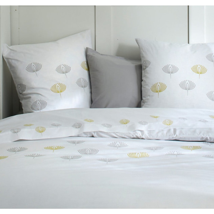 Parure Housse De Couette 3pcs Coton Percale Cammy Gris