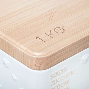 Boîte à sucre poudre métal "Scandinave Nature" blanc