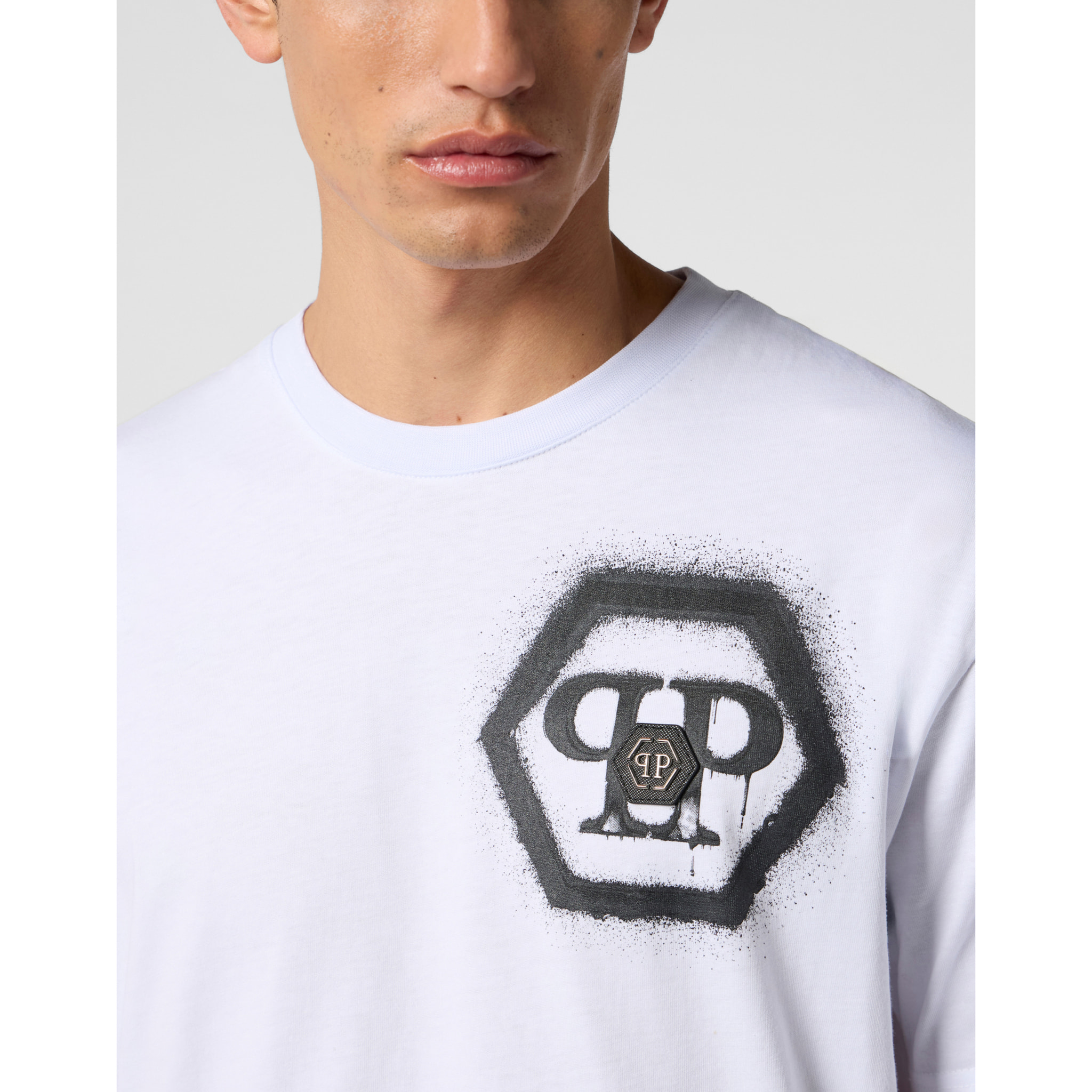 PHILIPP PLEIN Round Neck T-Shirt Spray Hexagon