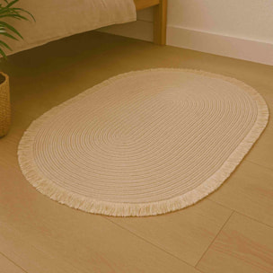 Alfombra ovalada de hoja de maíz con flecos 80x50cm