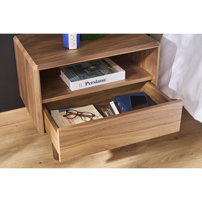 Table de chevet bois foncé noyer SUVA