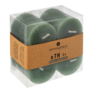 Lot de 4 bougies rustiques 60g vert eucalyptus