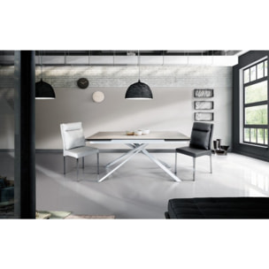 Set di 4 sedie STAMFORD bianche in ecopelle con struttura in metallo cromato