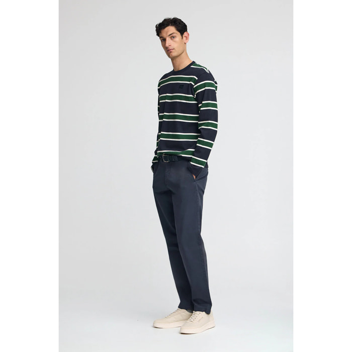 Camiseta Carter con rayas azul marino y verde botella con parche personalizado Polo Club