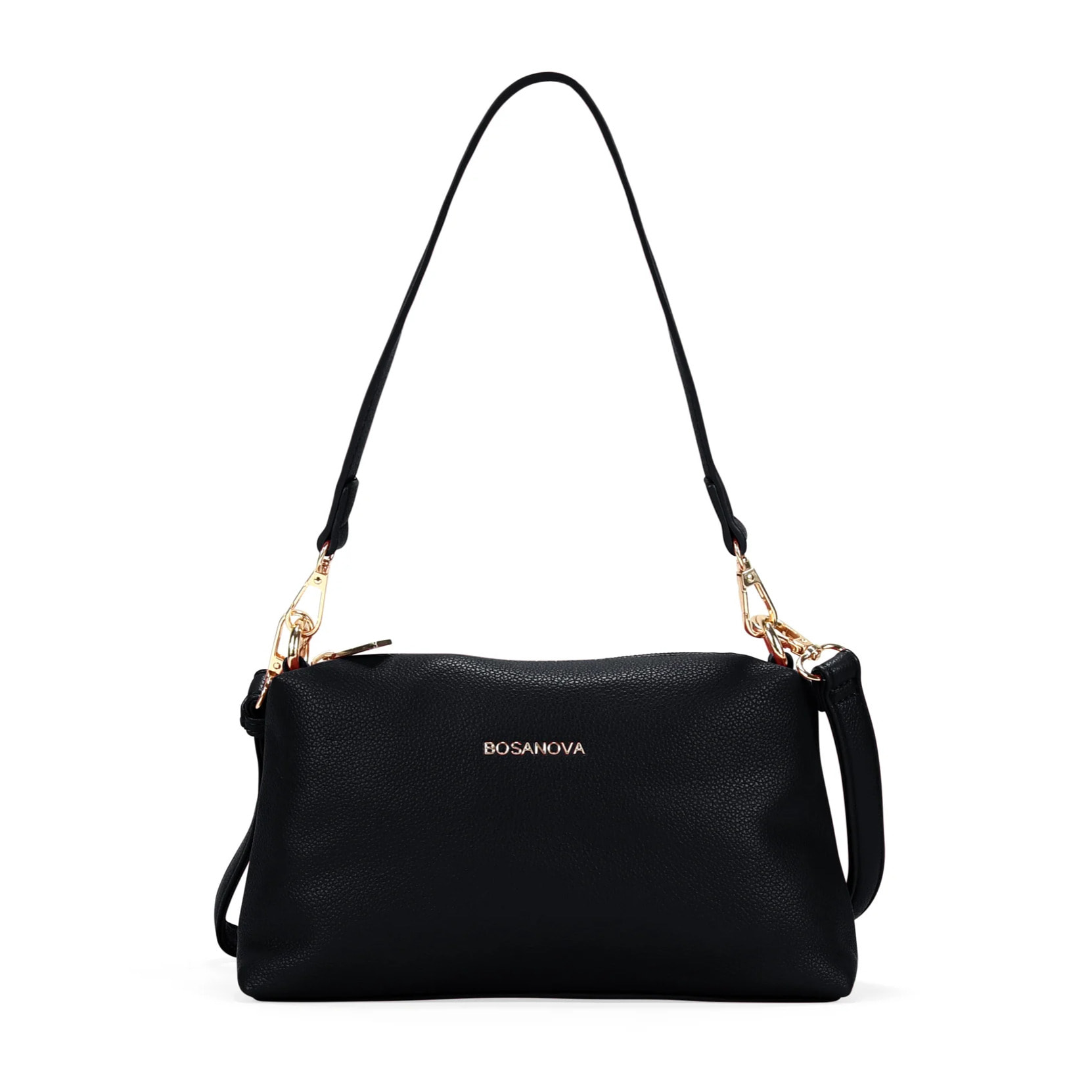 Bolso de hombro negro pequeño con cremallera