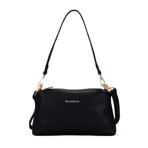 Bolso de hombro negro pequeño con cremallera