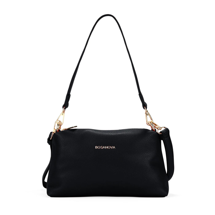Bolso de hombro negro pequeño con cremallera