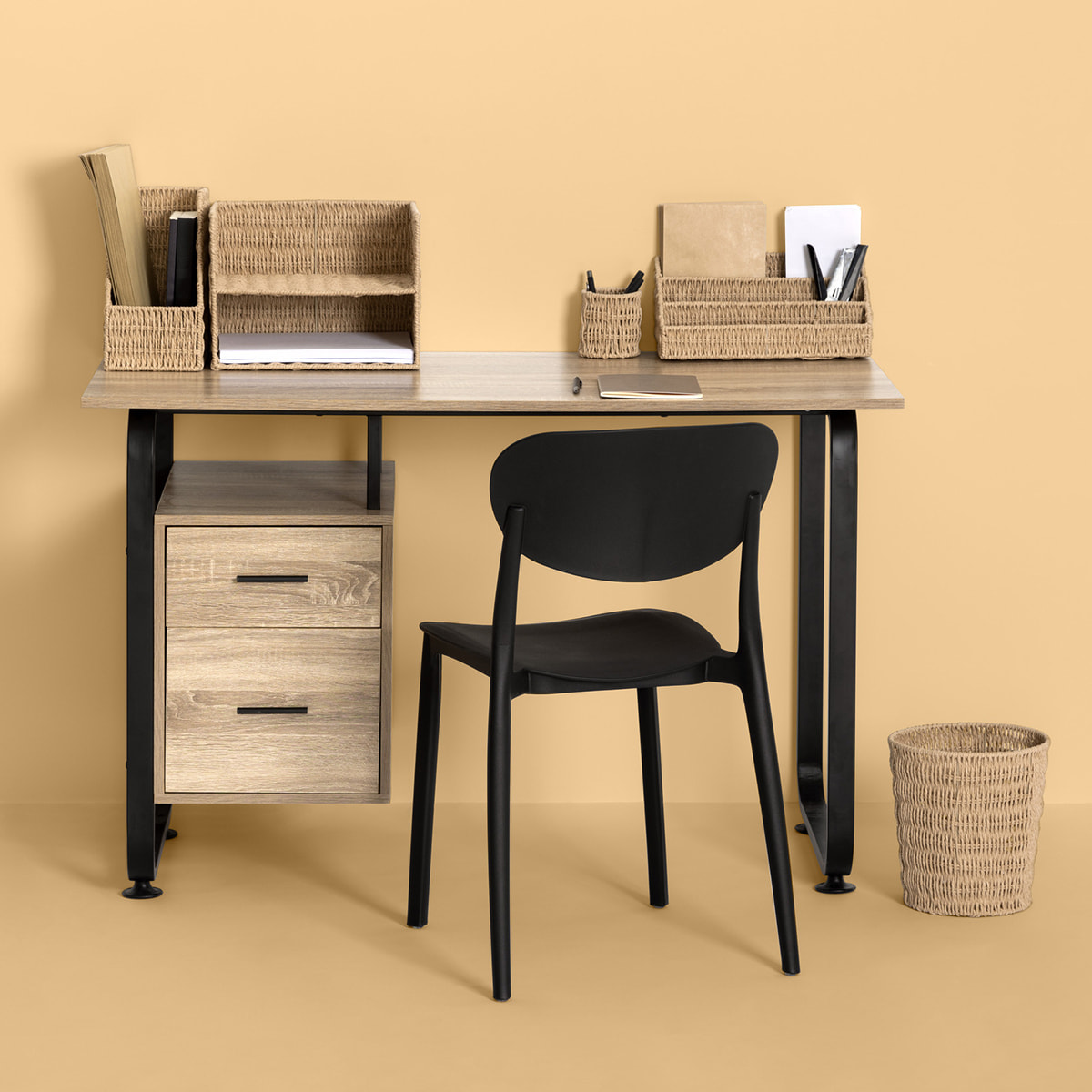 Corbeille de bureau "Kord" en papier tressé