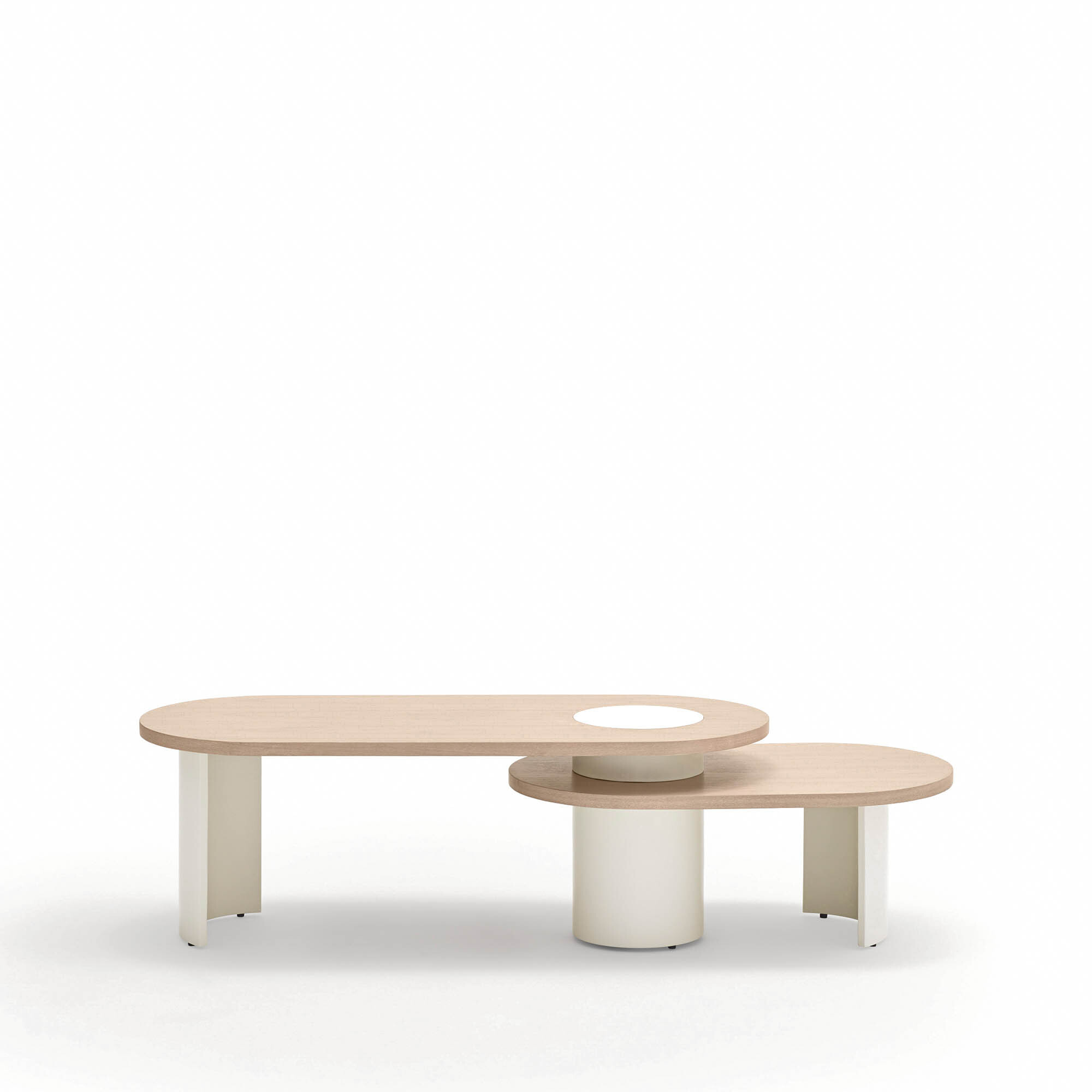 Mesa de centro Nori natural claro y patas crema