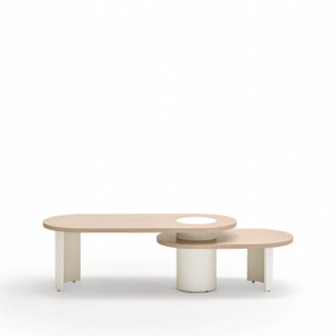 Mesa de centro Nori natural claro y patas crema