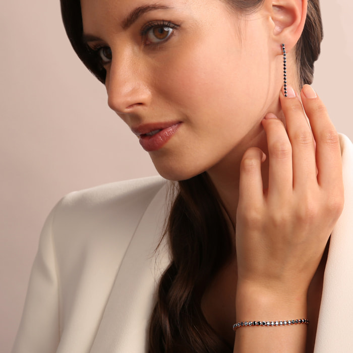 Orecchini Tennis Pendenti a Filo con Cubic Zirconia