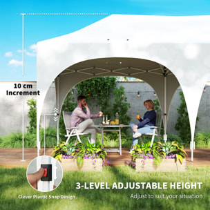 Tonnelle pliante 3x6m imperméable anti-UV, barnum avec 6 parois & 6 sacs de sable - tente de réception 12 trous de drainage - pavillon pop-up, 4 fenêtres église pour mariage, marché - blanc