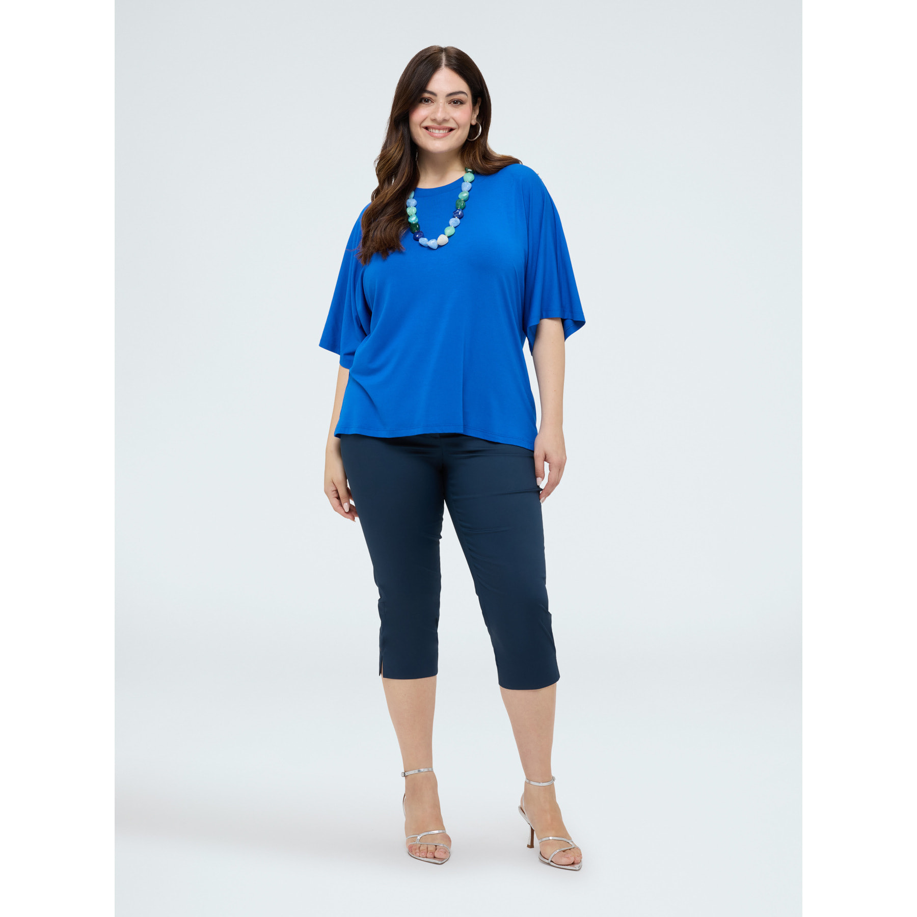 Fiorella Rubino - Pantalones Capri de mezcla de algodón - Azul