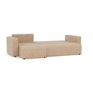 Topaze - canapé d'angle réversible 4 places convertible avec coffre en simili - Beige