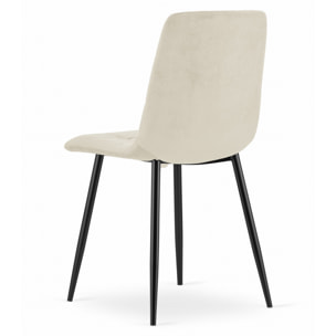 Sedia Kara in velluto beige con gambe nere