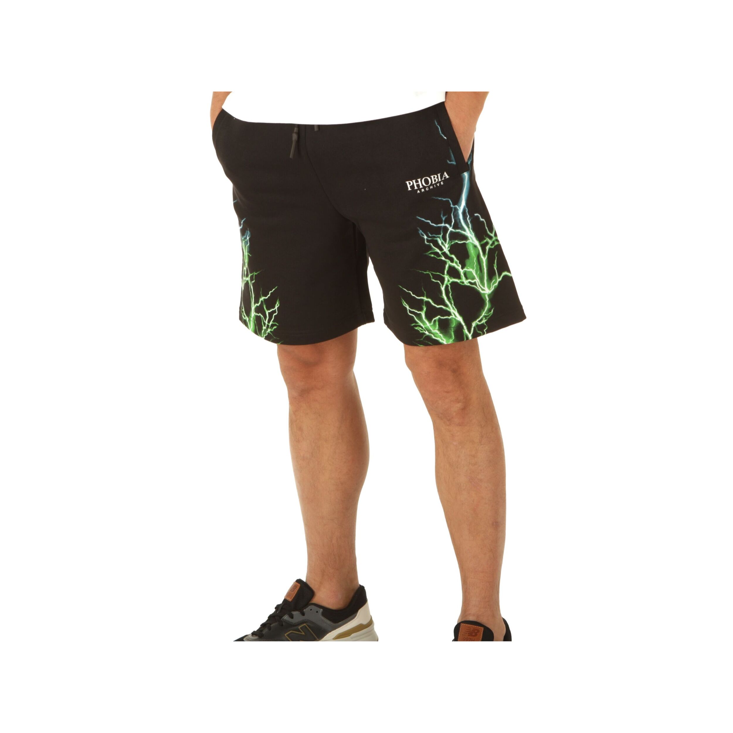 Shorts Phobia Archive Black Shorts With Green And Lightblue Lightning Nero