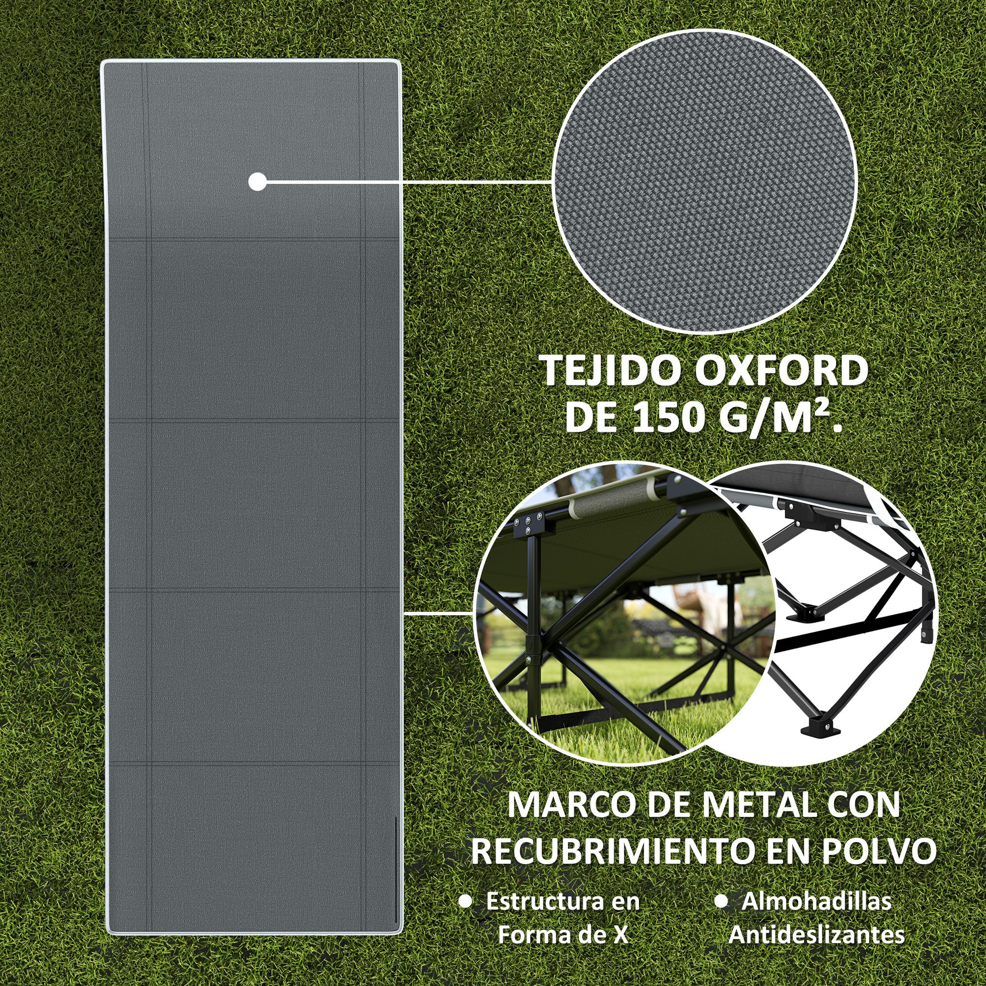 Cama Plegable Camping Cama de Acampada Portátil Tumbona de Camping 600D con Reposacabezas Colchón Extraíble y Bolsa de Transporte Carga 150 kg para Playa Senderismo 186x68x37 cm Negro