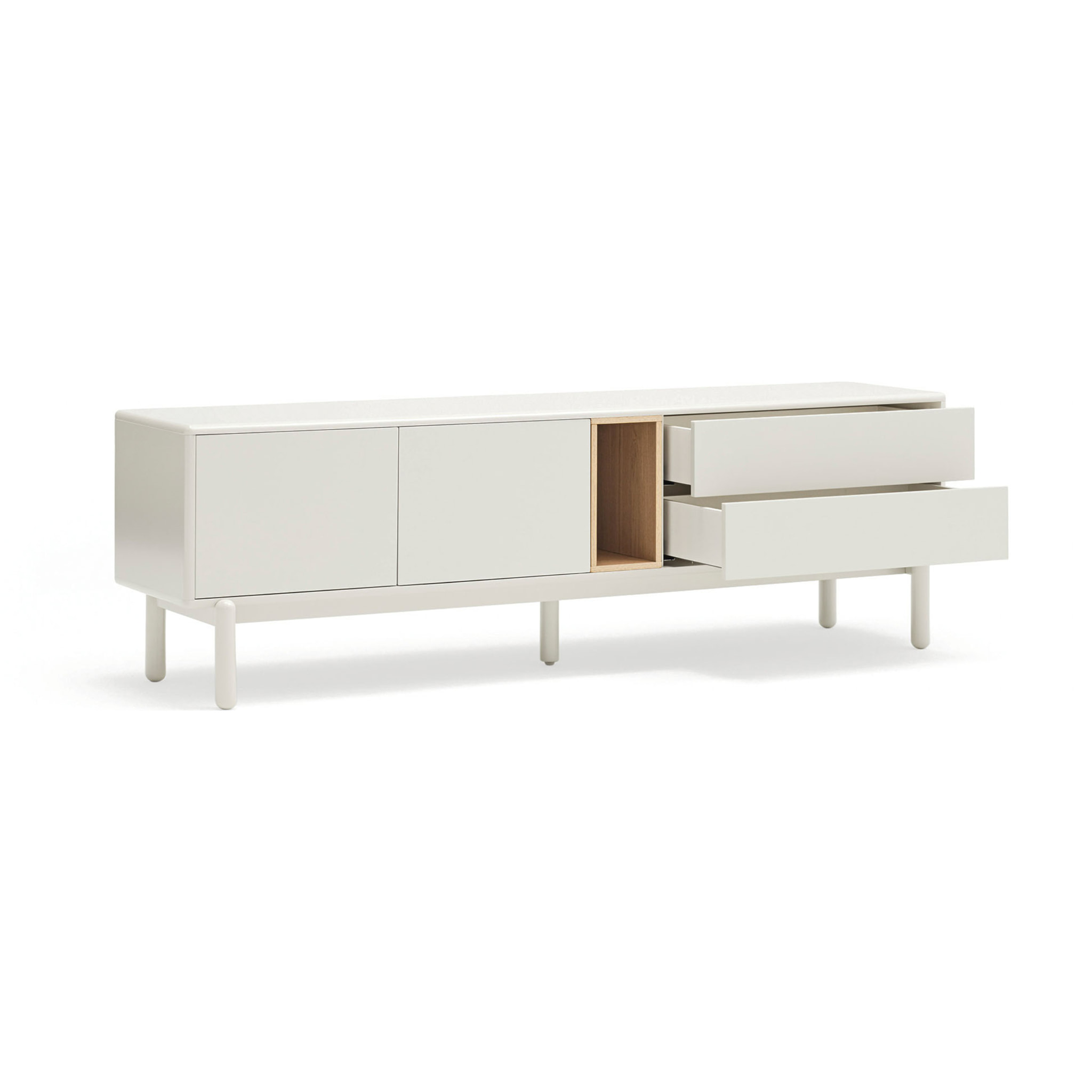 Mueble de televisión Corvo 2 puertas y 2 cajones de 180cm crema
