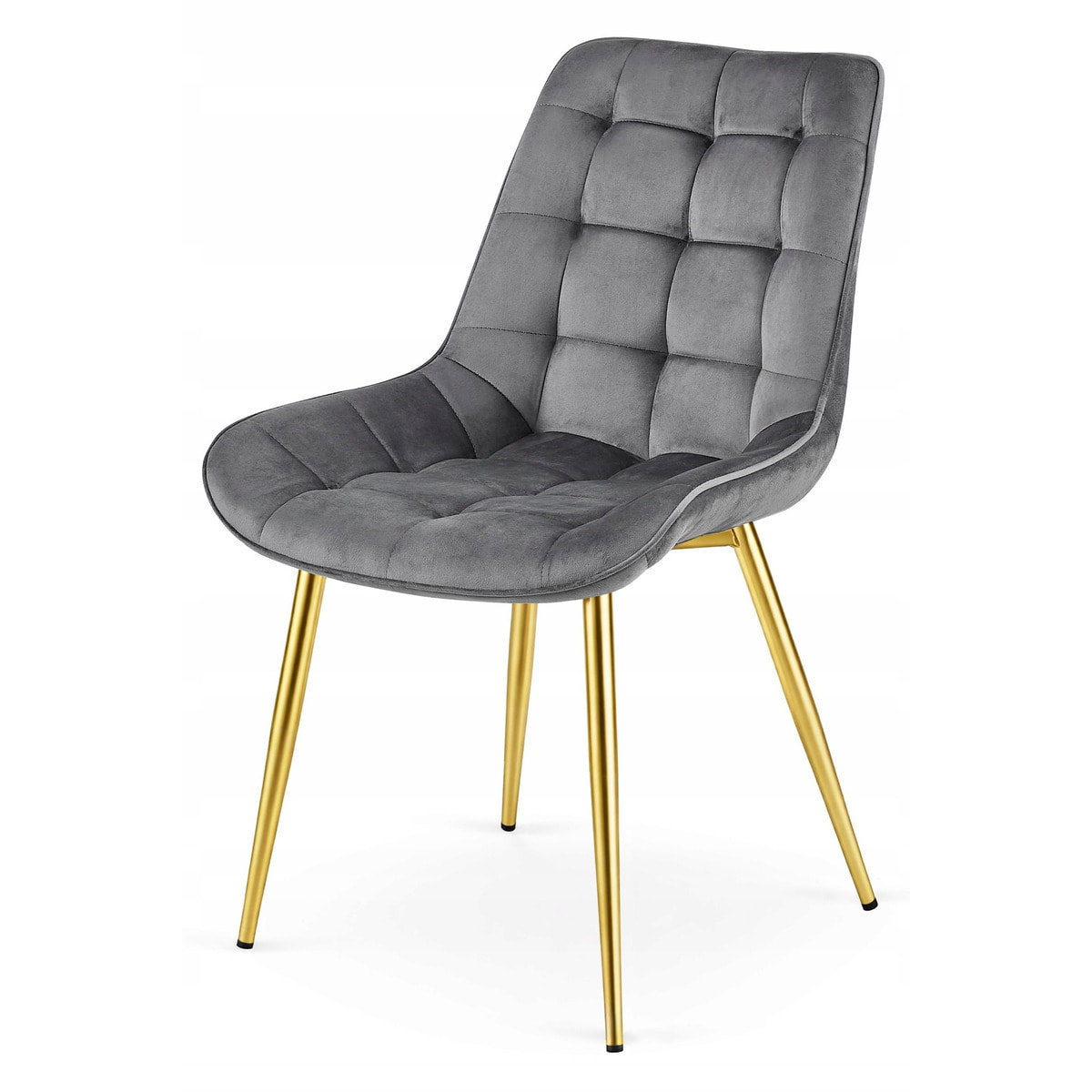 Sedia Bera in Velluto Grigio Antracite con Gambe Oro