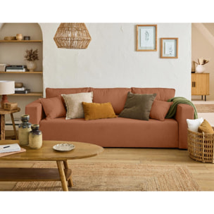 Topaze - canapé 3 places - convertible avec coffre - en tissu - Terracotta