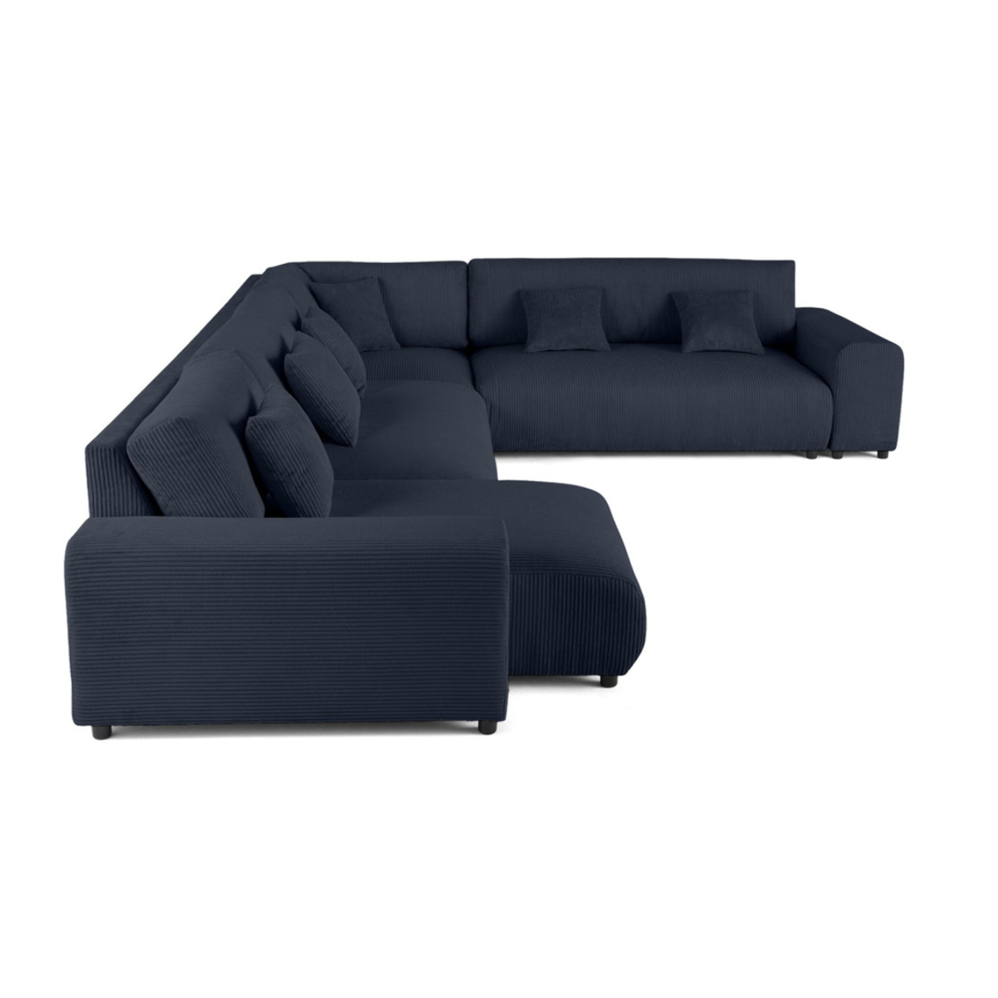 Garance - canapé modulable d'angle droit - 8 places - en velours côtelé - Bleu nuit