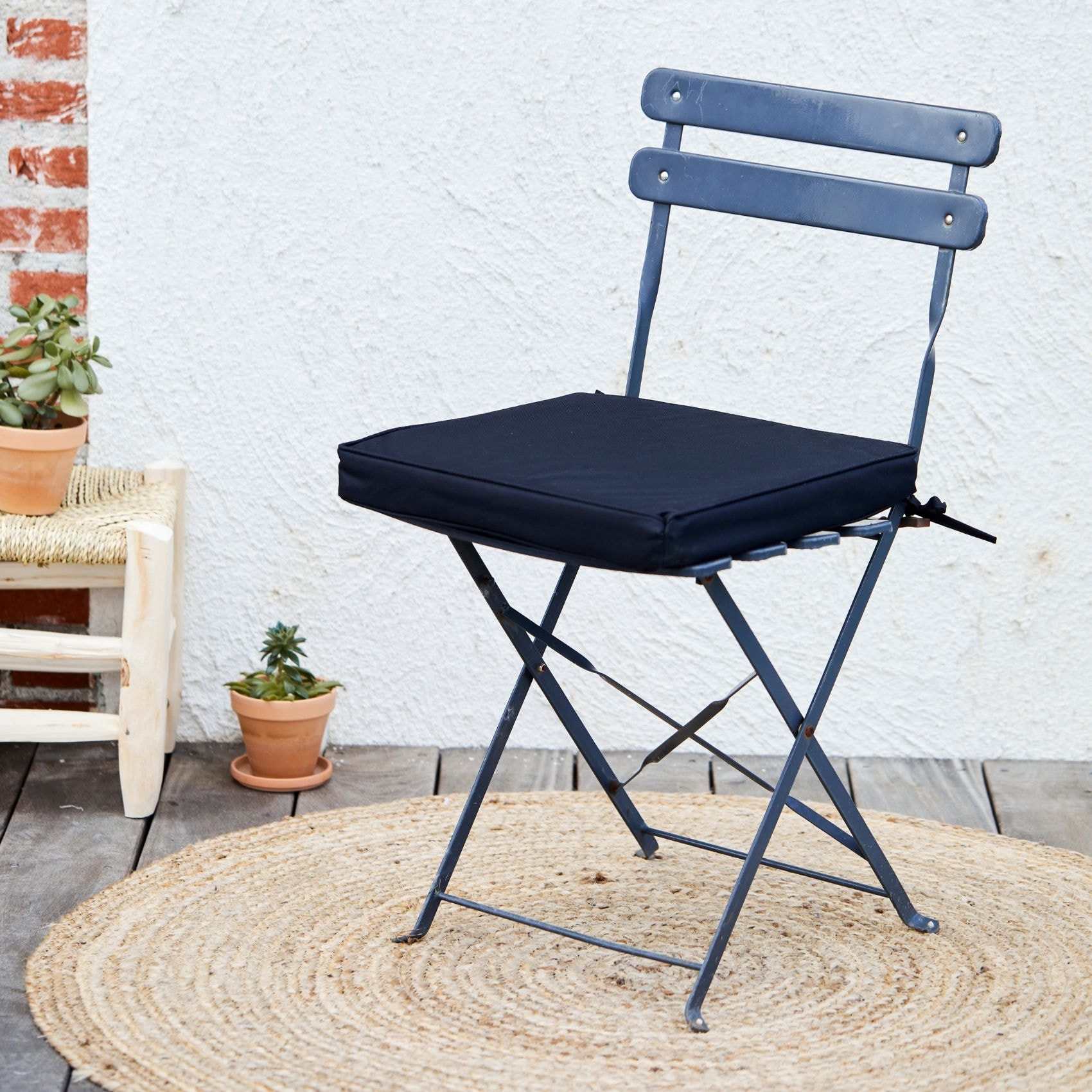 Galette de chaise extérieur imperméable et déhoussable - Noir