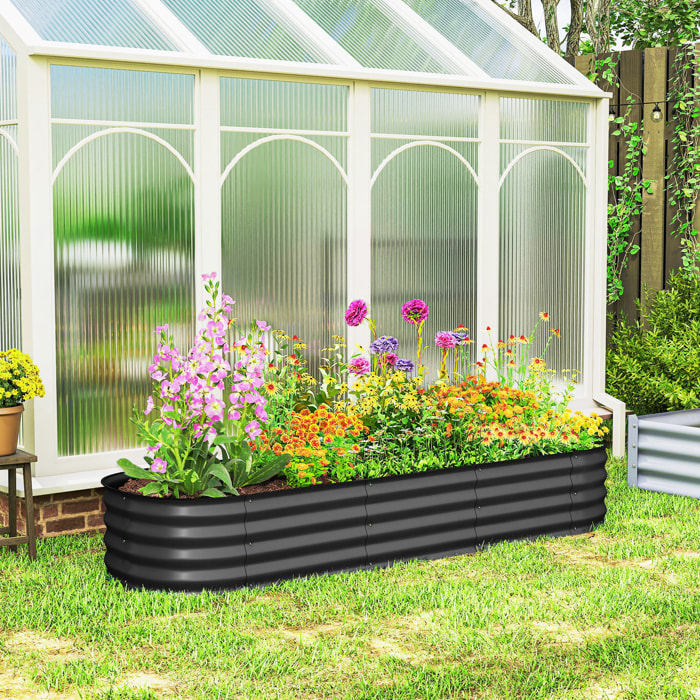 Carré potager de jardin dim. 195L x 62l x 30H cm modulable tôle d'acier ondulée anthracite