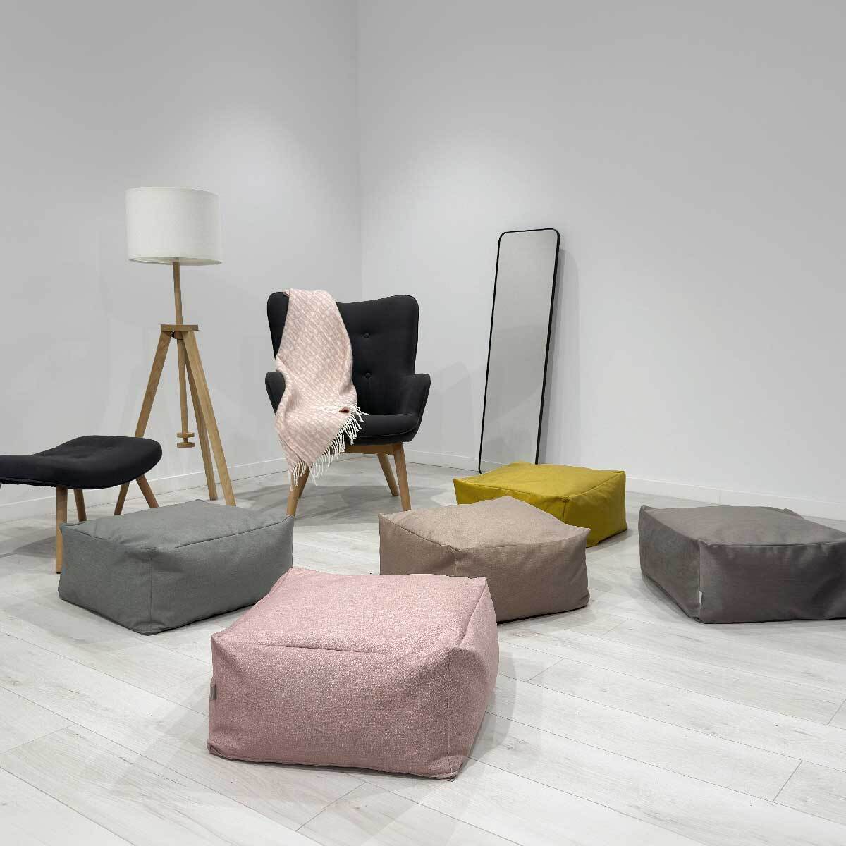 Puff desenfundable PANDA visón 50x50x25 cm. Disponible en varios colores